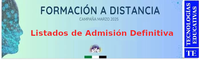 Formación a Distancia Marzo-2025 - Listas de Admisión Definitiva